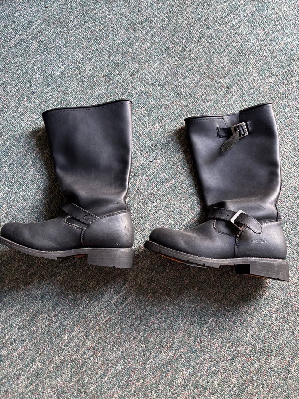Black ride tecs steel  toe Leather Men’s, Riders Boots.